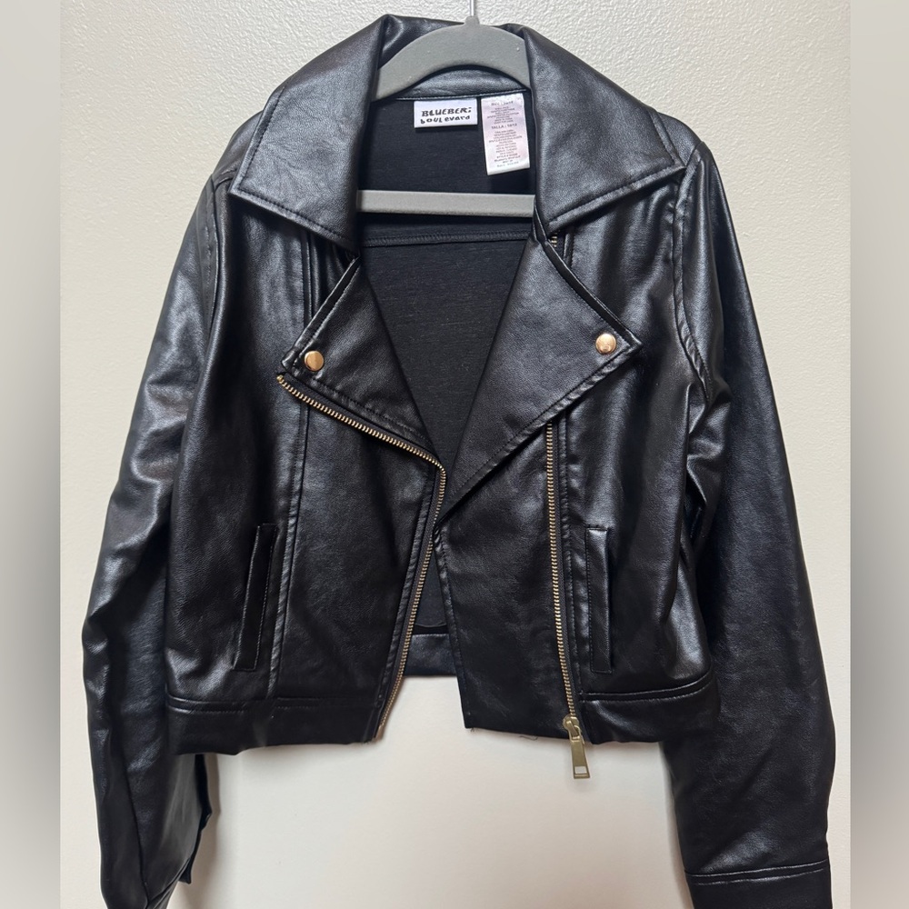Girls Fux Black Leather Jacket | EUC